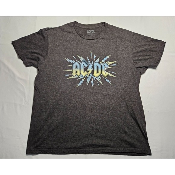 AC/DC Other - AC/DC Lightning Bolt Logo Men's T-Shirt XL Gray Heathered Fabric Texture